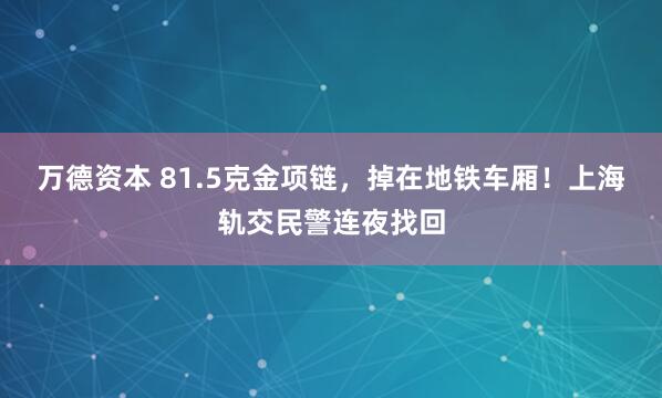 万德资本 81.5克金项链，掉在地铁车厢！上海轨交民警连夜找回